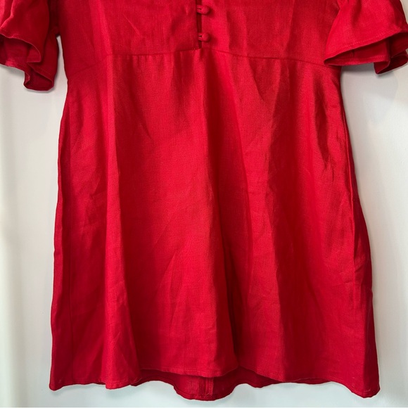 Reformation Simi Linen Dress Red Size 10 - Picture 5 of 12
